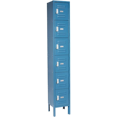 Global Industrial Six Tier Locker, 12x12x12, 6 Door, Unassembled, Blue 652054BL